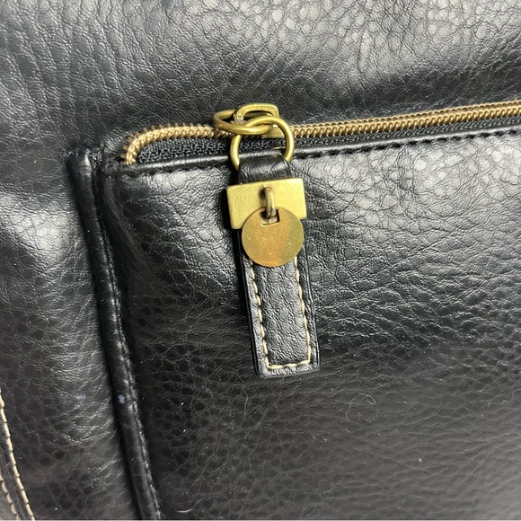 Relic Black Pebbled Leather Purse White Stitching RL 4381 Workwear Casual Bag - Picture 12 of 16